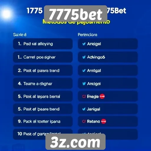 Métodos de pagamento aceitos pelo 7775bet